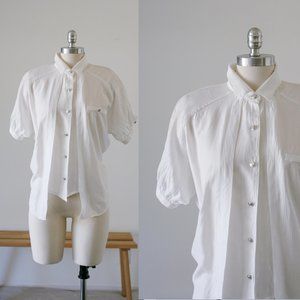 80's Creamy White Button Up Blouse
